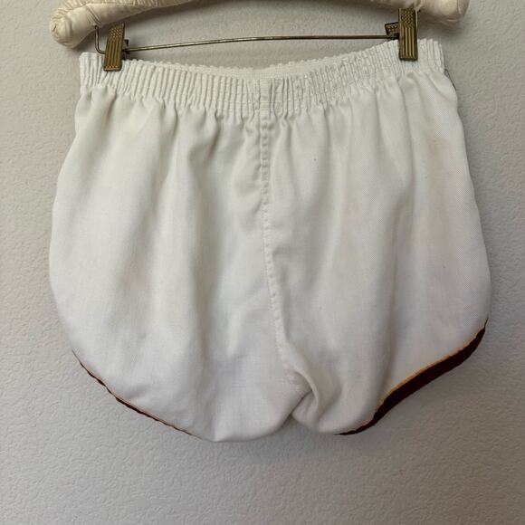 Vintage 70s-80s USC Trojans dolphin hem shorts J.J. MacIntyre white gold red SzM - Picture 5 of 8